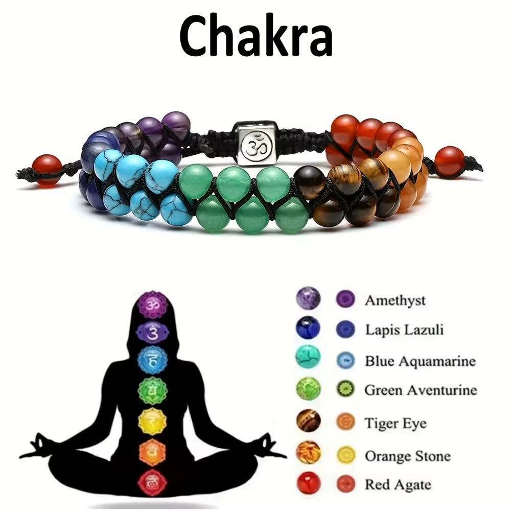 New 7 Chakra Treatment Crystal Men Bracelet Yoga Stone Adjustable Beads Bracelet Meditation Relaxation Anxiety Women'S Bracelet