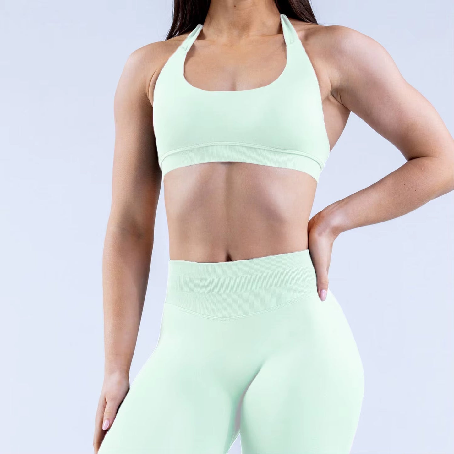 Sports Bra Women Seamless Halter Neck Strap Yoga Bra Sexy Open Back Yoga Top Bra Gym Crop Top Women Clothing