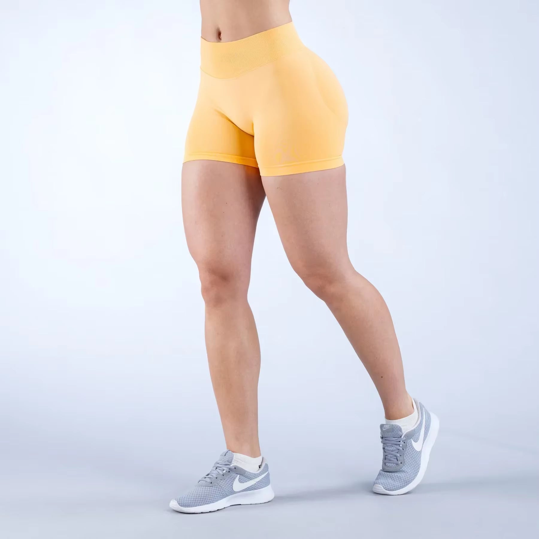 Summer High Waisted Yoga Shorts Women Fashionable and Sexy Running Fitness Pants Solid Color High Elastic Yoga Leggings