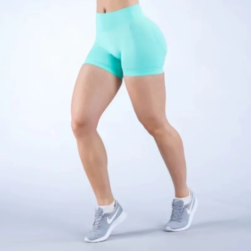 Summer High Waisted Yoga Shorts Women Fashionable and Sexy Running Fitness Pants Solid Color High Elastic Yoga Leggings