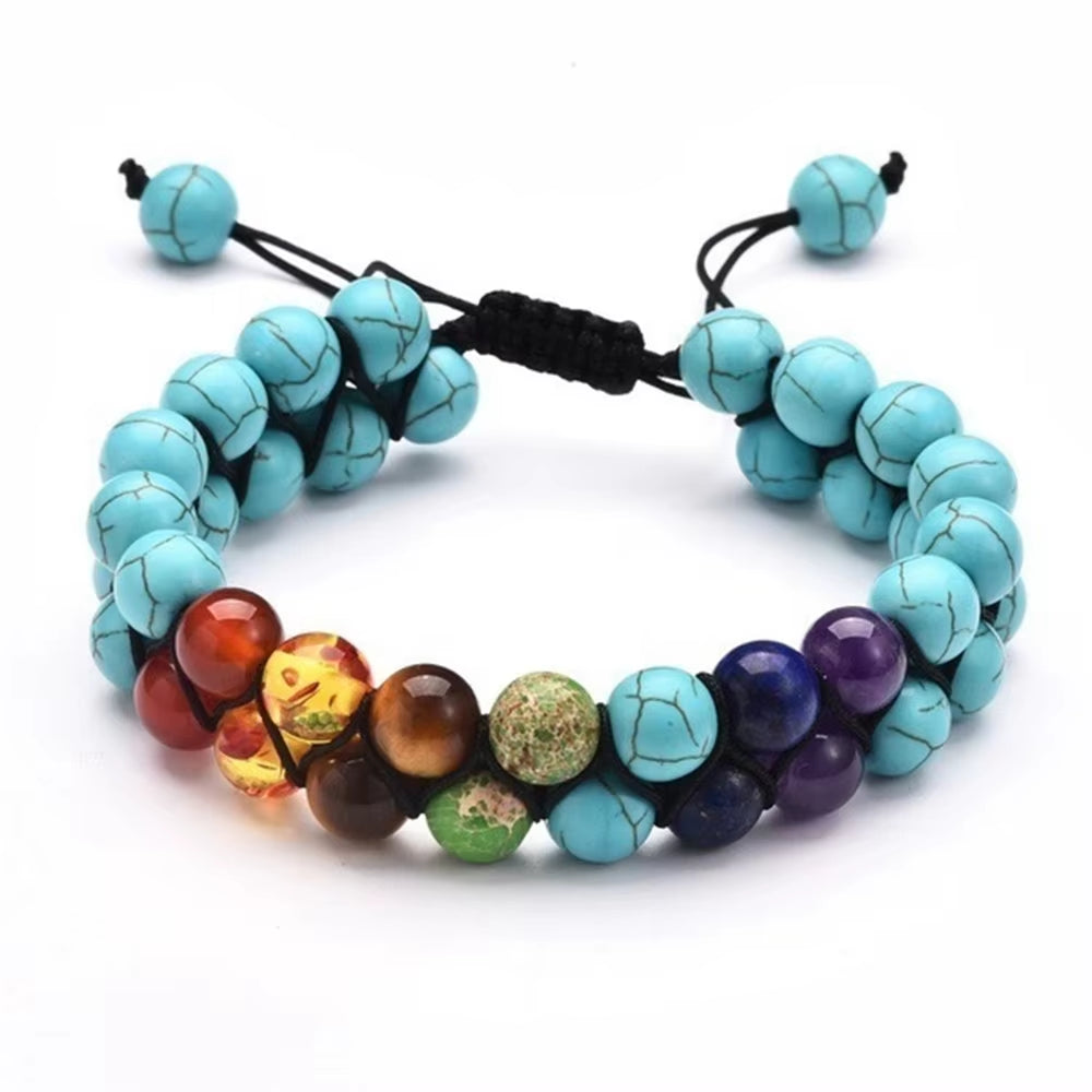 New 7 Chakra Treatment Crystal Men Bracelet Yoga Stone Adjustable Beads Bracelet Meditation Relaxation Anxiety Women'S Bracelet