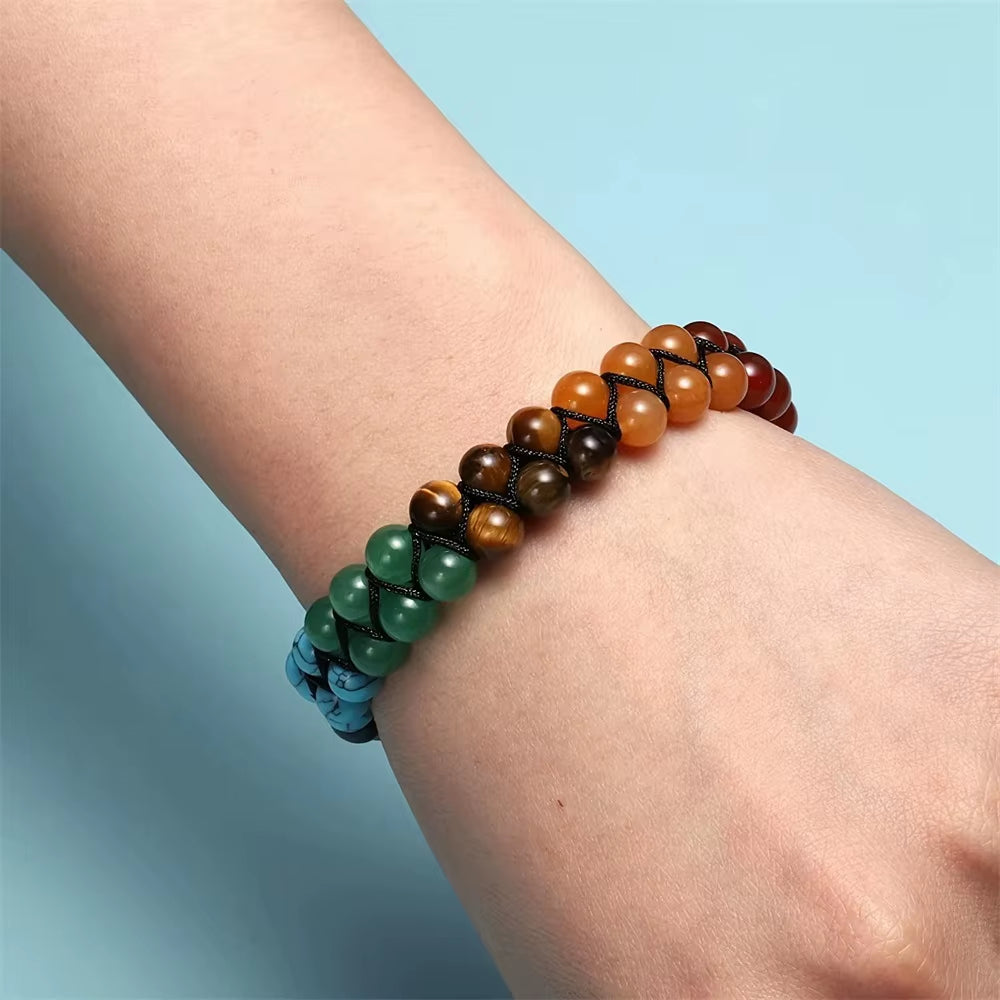 New 7 Chakra Treatment Crystal Men Bracelet Yoga Stone Adjustable Beads Bracelet Meditation Relaxation Anxiety Women'S Bracelet