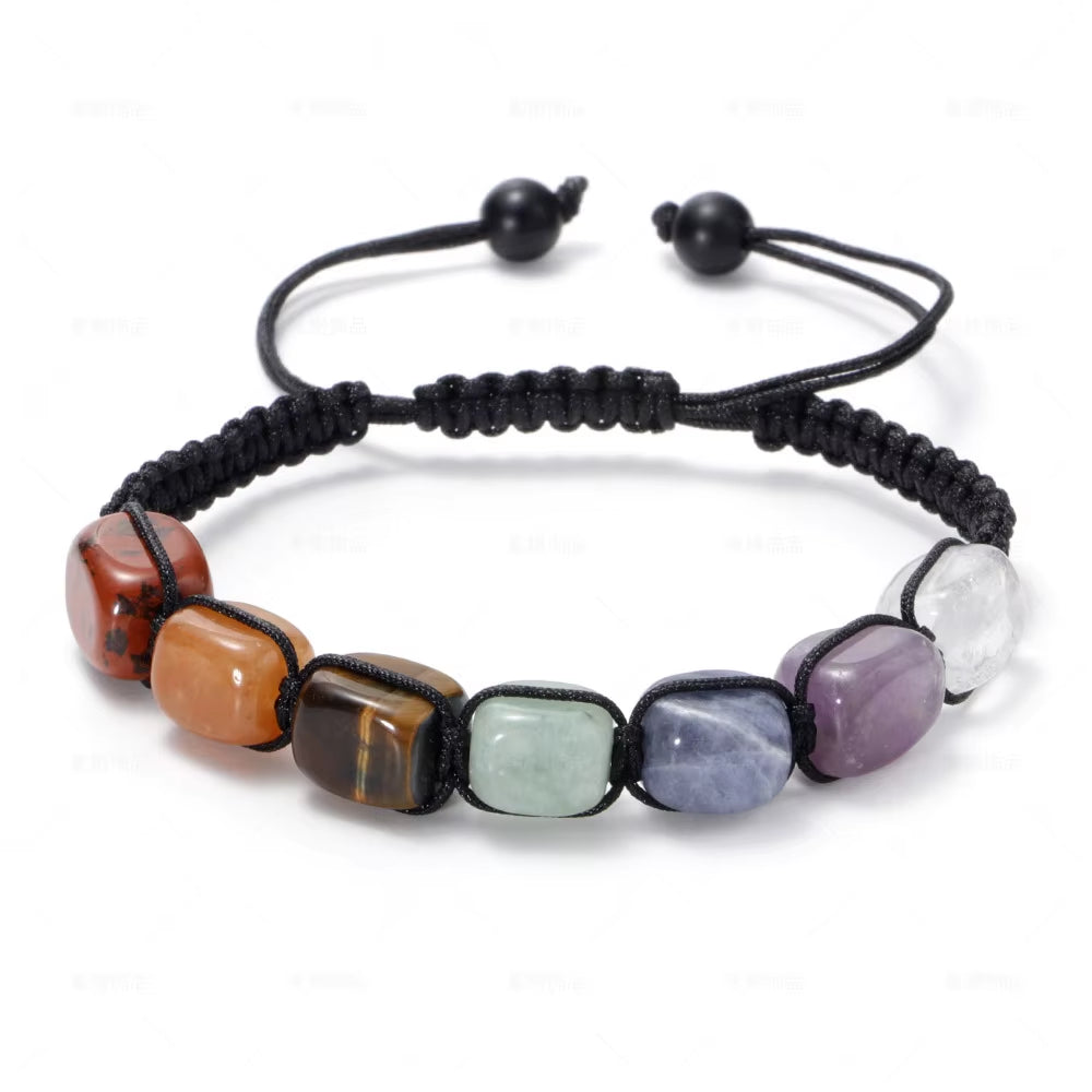 New 7 Chakra Treatment Crystal Men Bracelet Yoga Stone Adjustable Beads Bracelet Meditation Relaxation Anxiety Women'S Bracelet