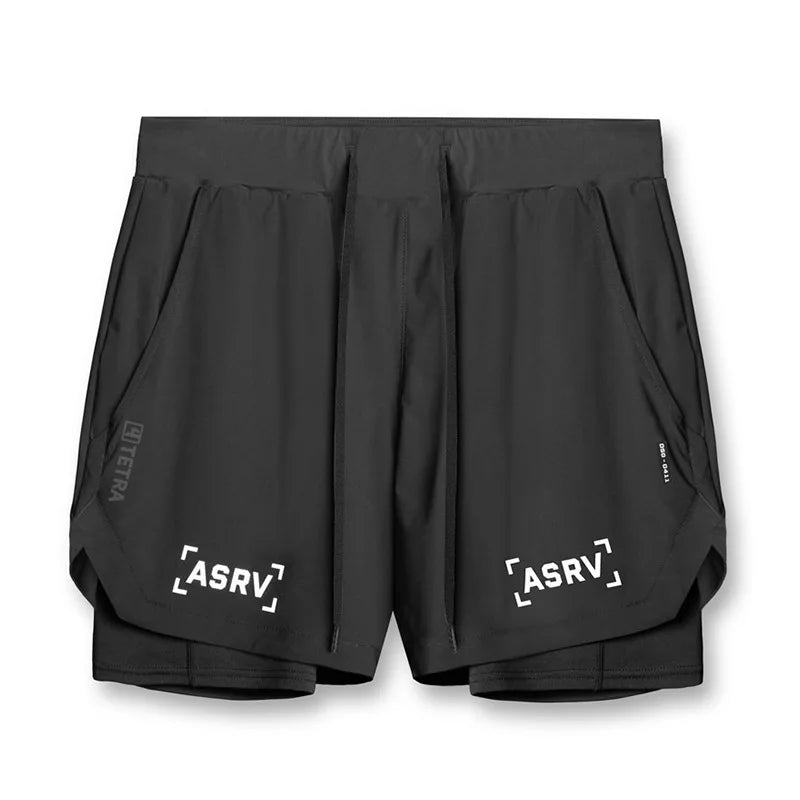 Men'S Professional Running Shorts Trendy Multi Pocket Fitness Training Outdoor Breathable Quick Drying Double Layer Shorts
