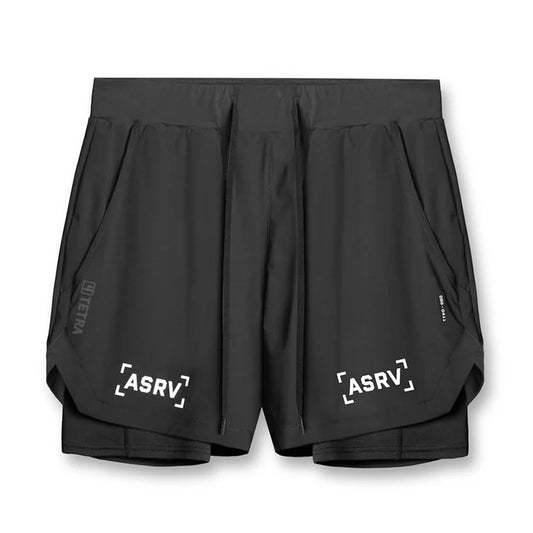 Men'S Professional Running Shorts Trendy Multi Pocket Fitness Training Outdoor Breathable Quick Drying Double Layer Shorts