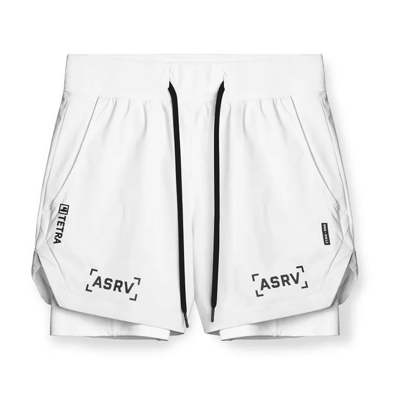 Men'S Professional Running Shorts Trendy Multi Pocket Fitness Training Outdoor Breathable Quick Drying Double Layer Shorts