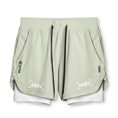 Men'S Professional Running Shorts Trendy Multi Pocket Fitness Training Outdoor Breathable Quick Drying Double Layer Shorts