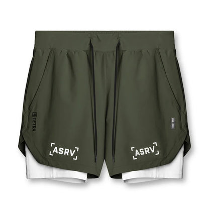 Men'S Professional Running Shorts Trendy Multi Pocket Fitness Training Outdoor Breathable Quick Drying Double Layer Shorts