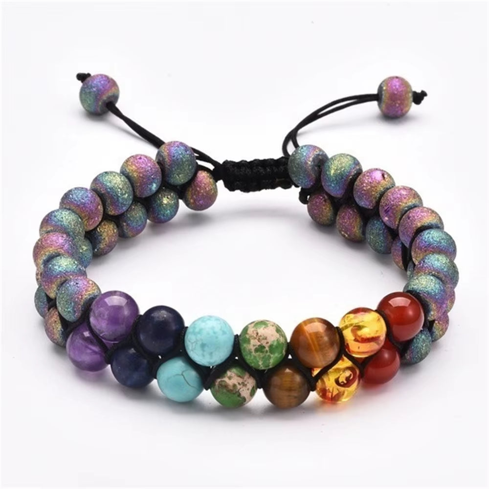New 7 Chakra Treatment Crystal Men Bracelet Yoga Stone Adjustable Beads Bracelet Meditation Relaxation Anxiety Women'S Bracelet