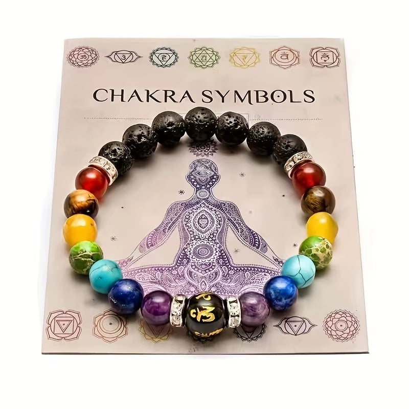 New 7 Chakra Treatment Crystal Men Bracelet Yoga Stone Adjustable Beads Bracelet Meditation Relaxation Anxiety Women'S Bracelet