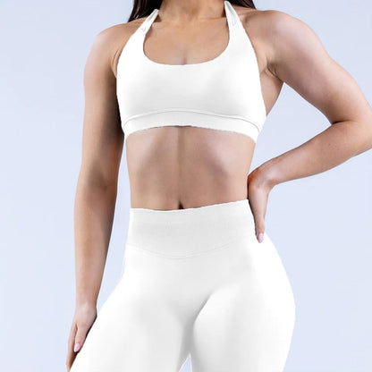 Sports Bra Women Seamless Halter Neck Strap Yoga Bra Sexy Open Back Yoga Top Bra Gym Crop Top Women Clothing