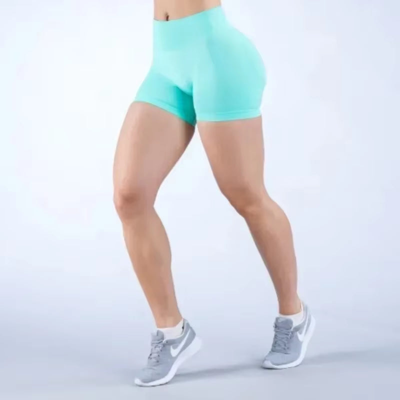 Summer High Waisted Yoga Shorts Women Fashionable and Sexy Running Fitness Pants Solid Color High Elastic Yoga Leggings