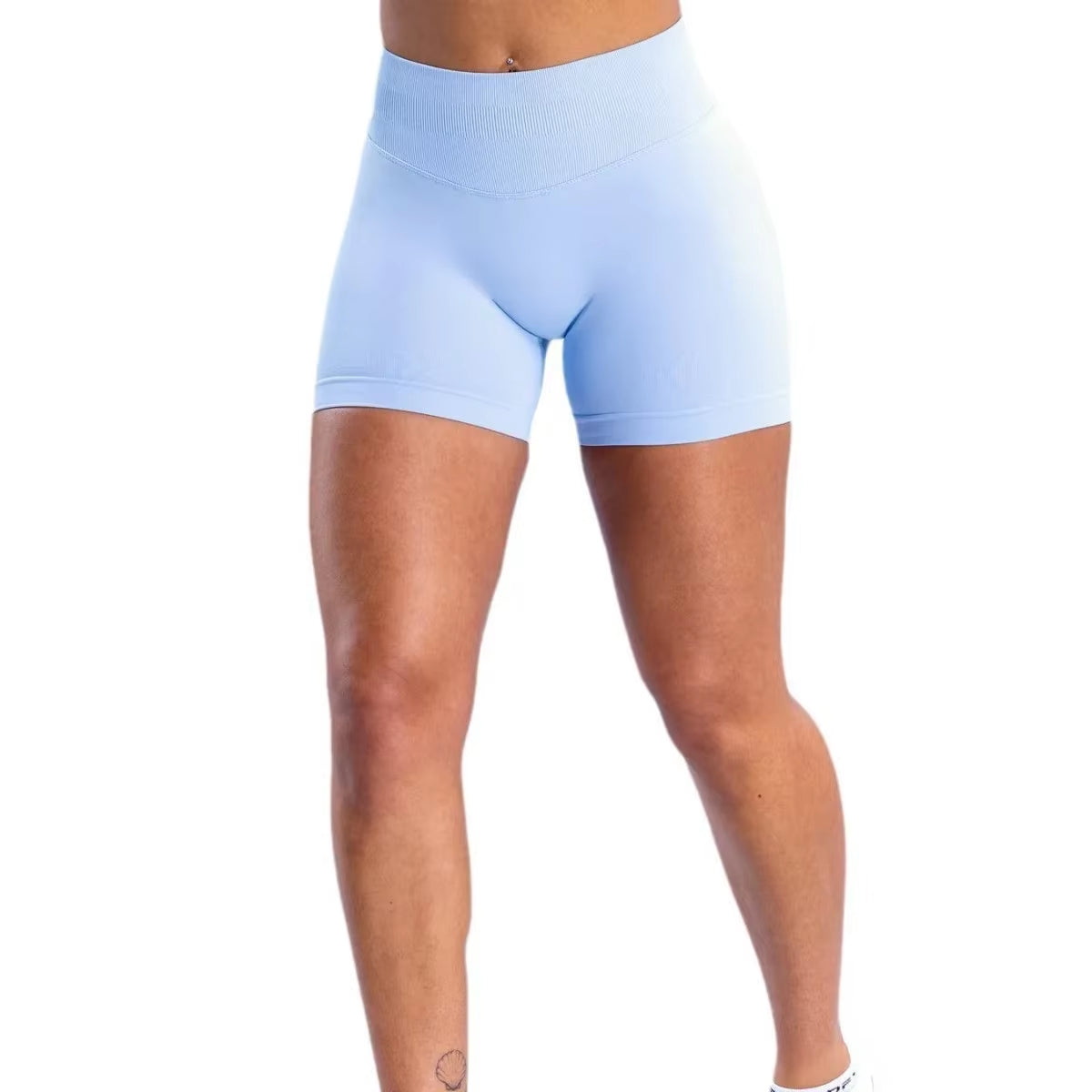Summer High Waisted Yoga Shorts Women Fashionable and Sexy Running Fitness Pants Solid Color High Elastic Yoga Leggings