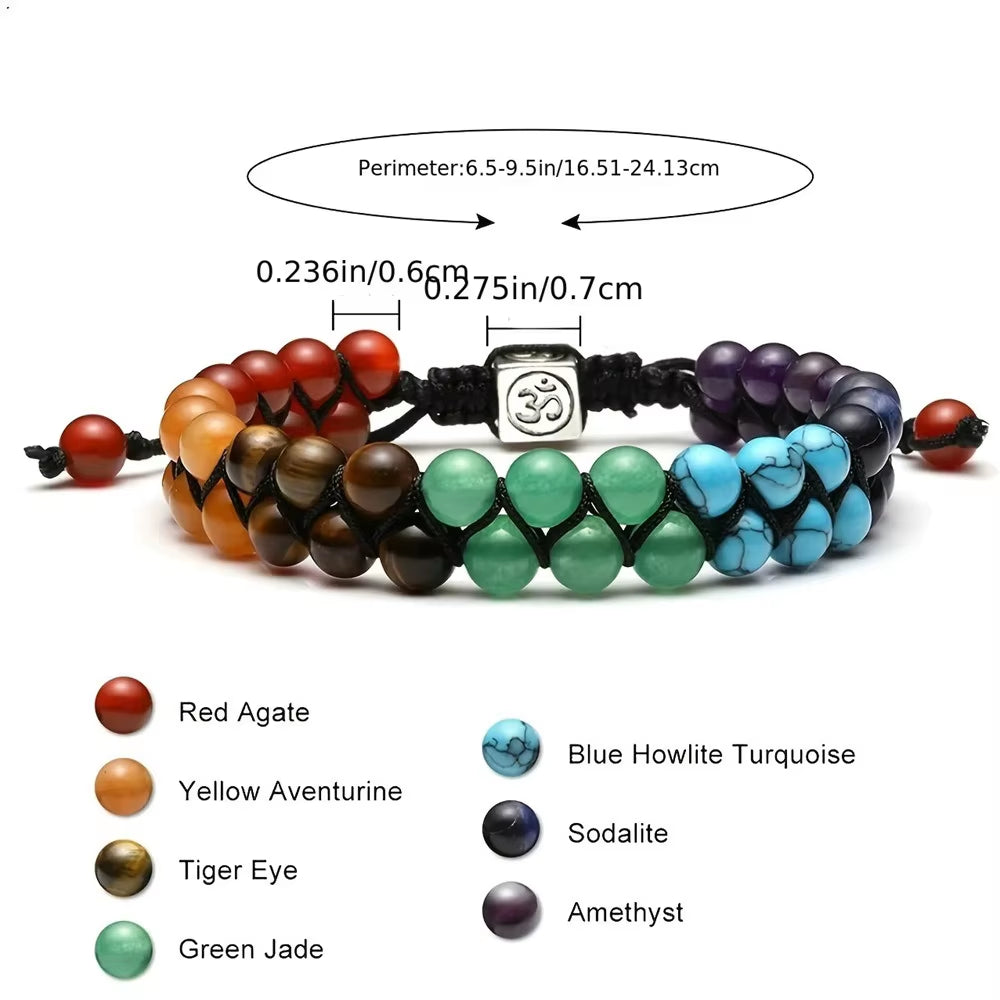 New 7 Chakra Treatment Crystal Men Bracelet Yoga Stone Adjustable Beads Bracelet Meditation Relaxation Anxiety Women'S Bracelet